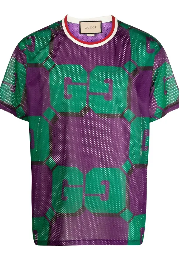 Gucci GG logo-print mesh T-shirt - Lila