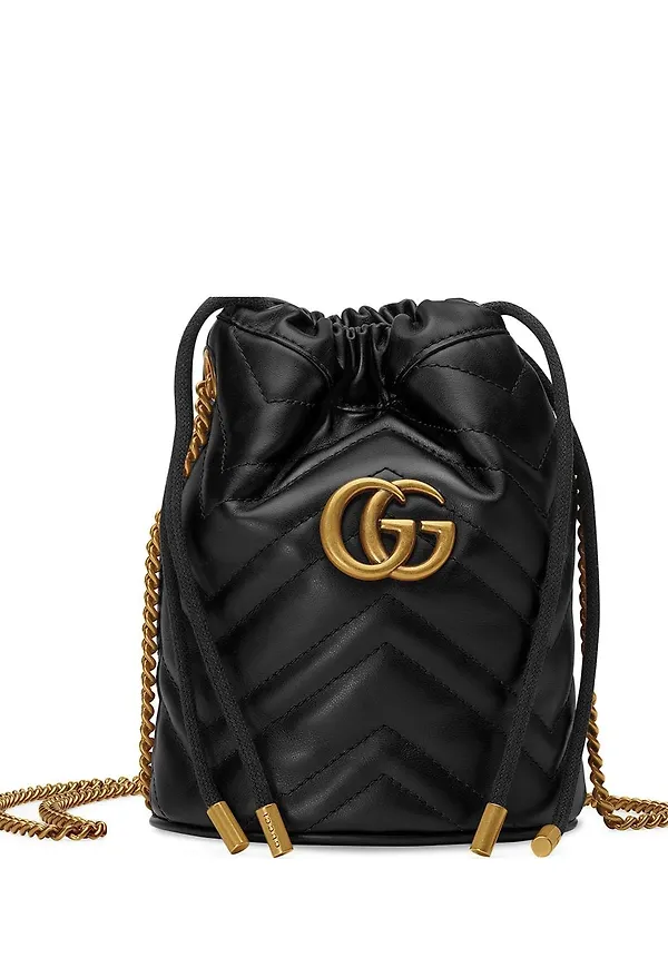 Gucci GG Marmont liten bucket-väska - Svart
