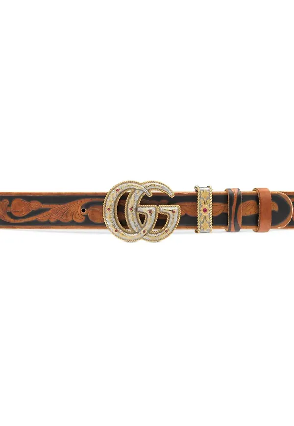 Gucci GG Marmont strassprytt bälte - Brun