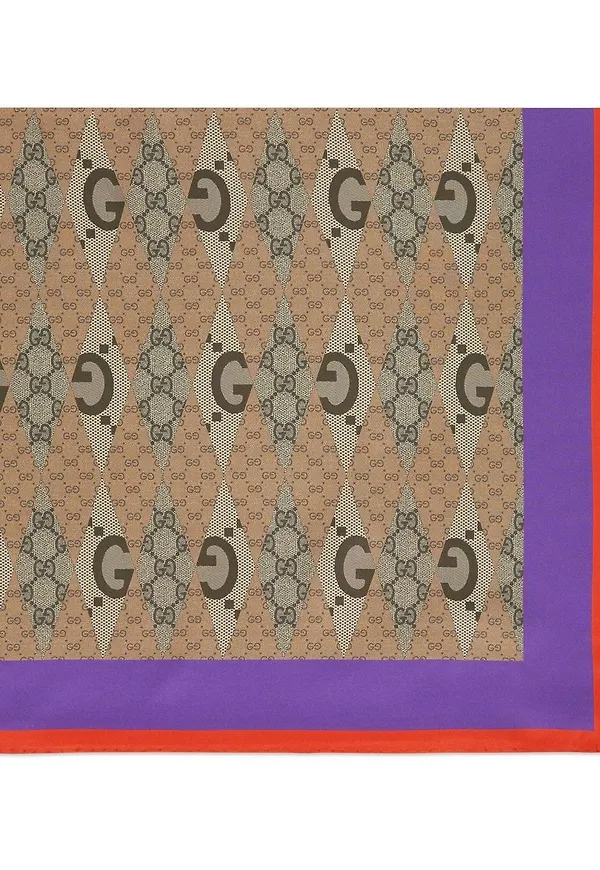 Gucci GG mönstrad sidensjal - Lila