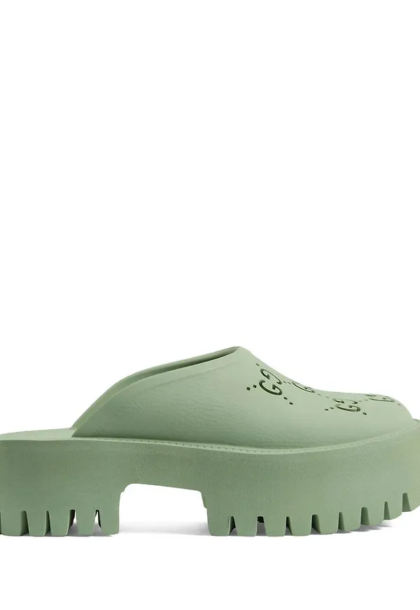 Gucci GG perforerade slip-ons - Grön