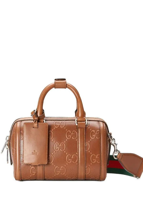 Gucci GG präglad duffelväska - Brun