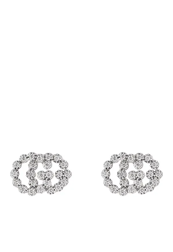 Gucci GG Running stiftörhängen i 18K vitguld med diamant - Silverfärgad
