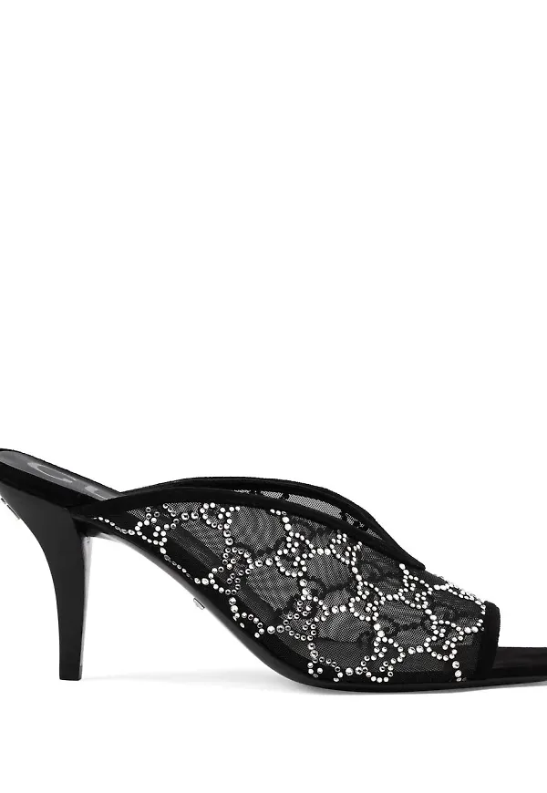 Gucci GG sandaler med strass - Svart