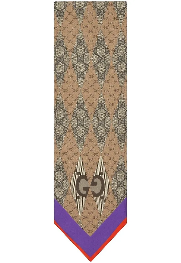 Gucci GG sjal med lappdesign - Brun