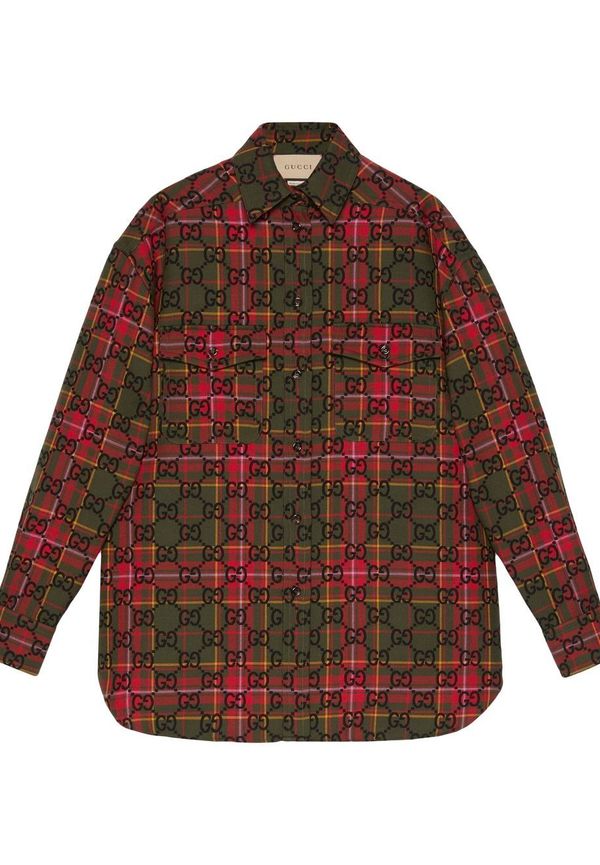 Gucci GG skotskrutig skjorta - Röd