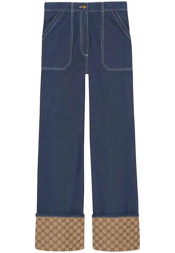 Gucci GG straight-jeans med tygkant - Blå