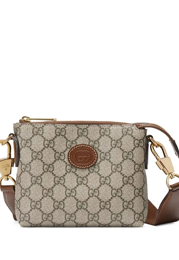 Gucci GG Supreme axelremsväska - Brun