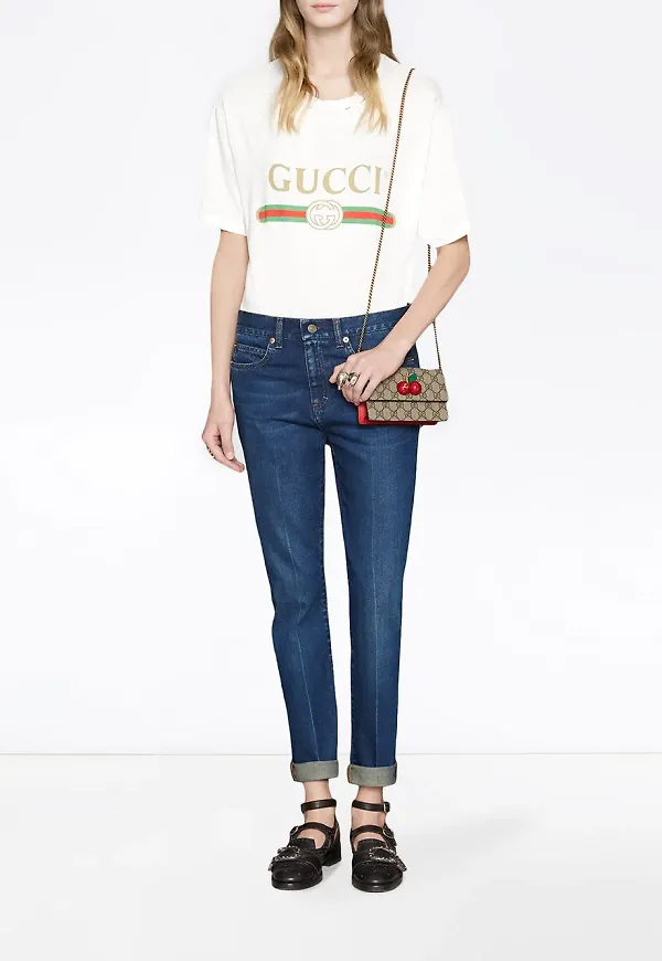 Gucci GG Supreme liten väska med körsbär - Neutral