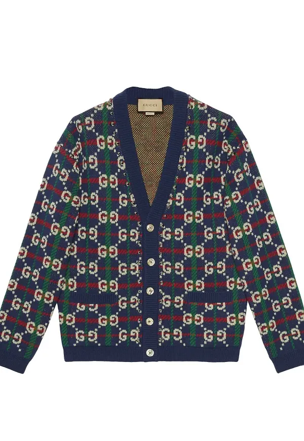 Gucci GG Supreme rutig kofta - Blå
