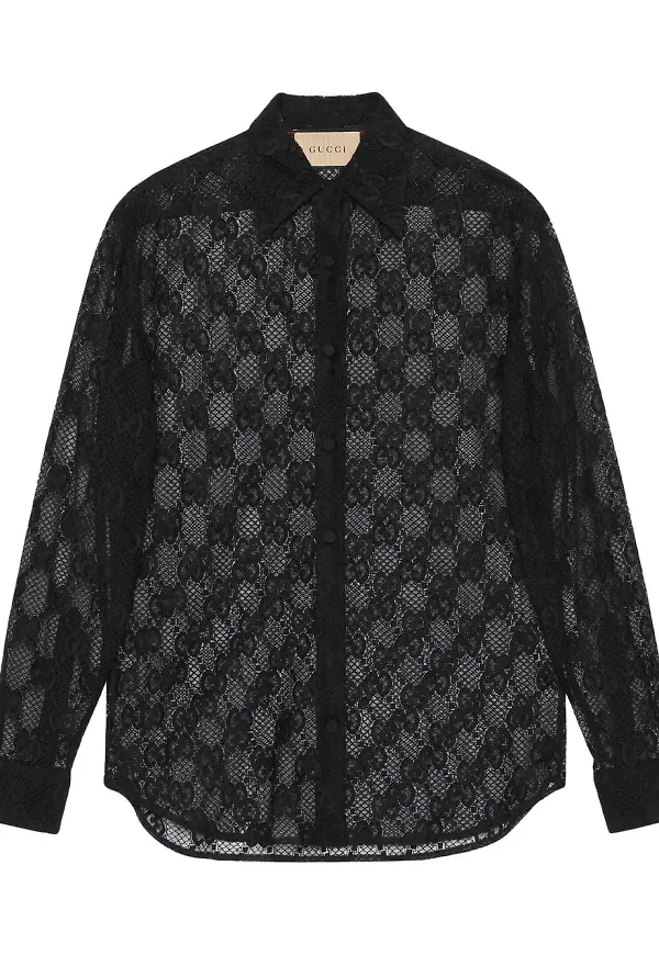 Gucci GG Supreme skjorta i mesh - Svart