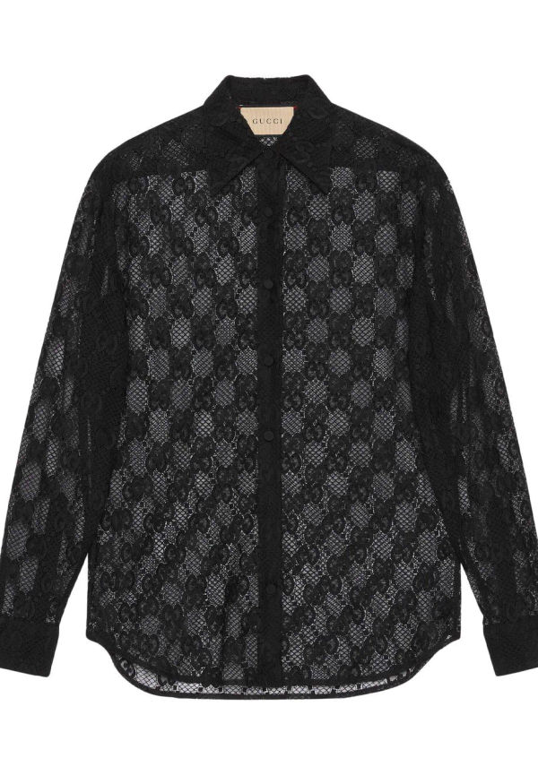 Gucci GG Supreme skjorta i mesh - Svart