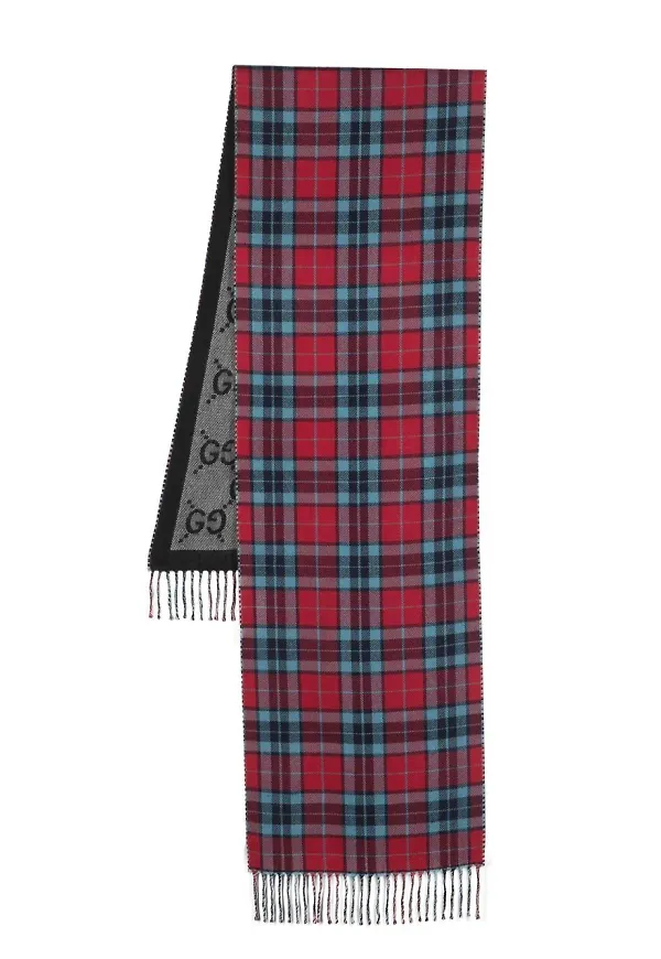 Gucci GG Supreme skotskrutig halsduk - Röd