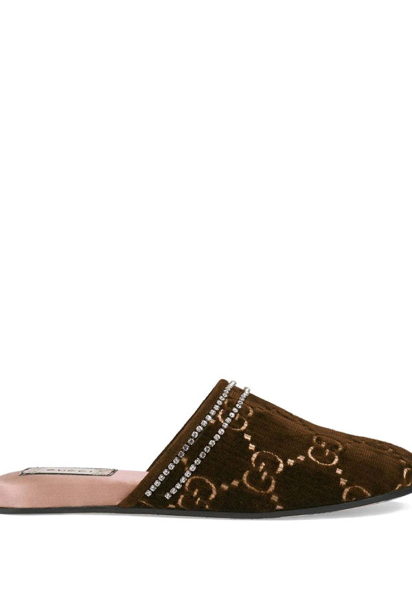 Gucci GG velvet slippers - Brun