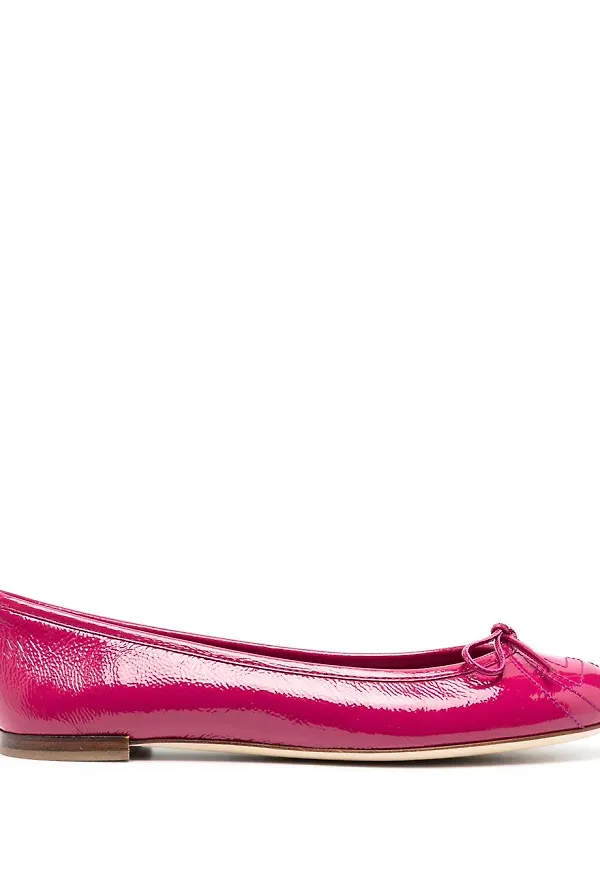 Gucci glansiga ballerinaskor med rosett - Rosa