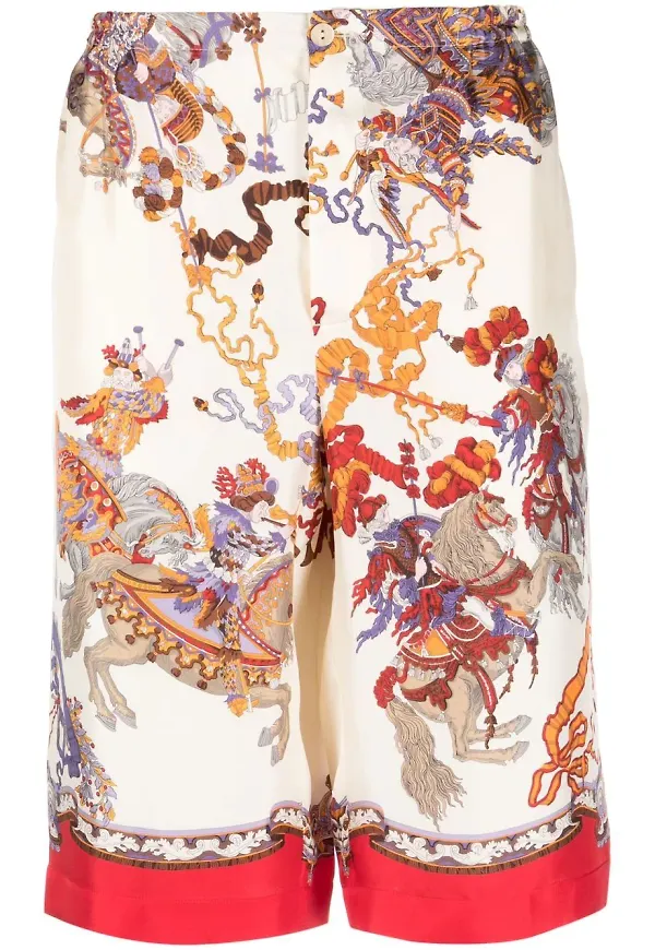 Gucci graphic-print silk shorts - Gul