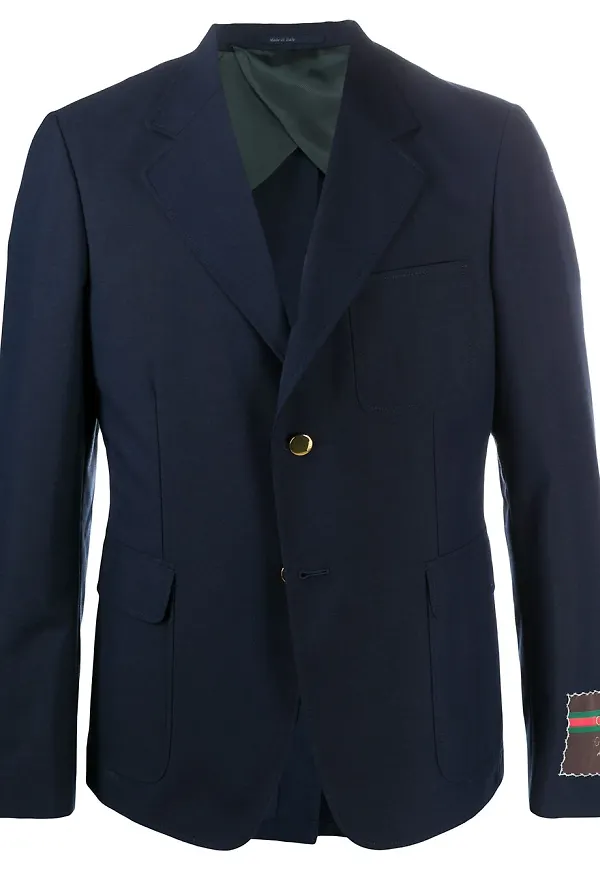 Gucci Gucci Label enkelknäppt blazer - Blå