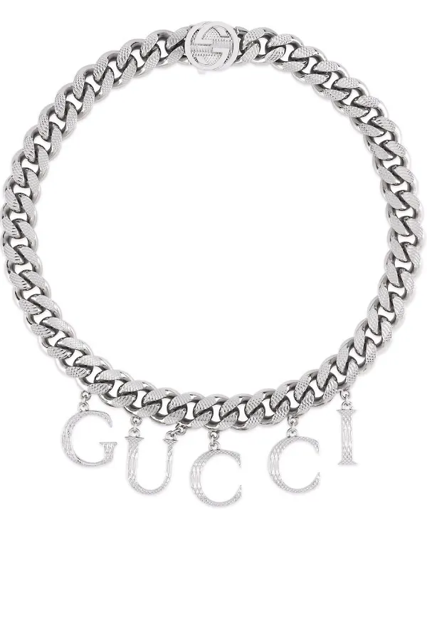 Gucci Gucci Script kedjehalsband - Silverfärgad