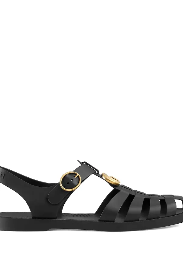 Gucci gummisandaler med remspänne - Svart