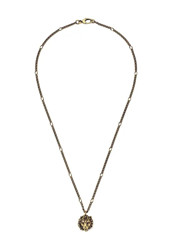 Gucci halsband med lejonhänge - Metallic