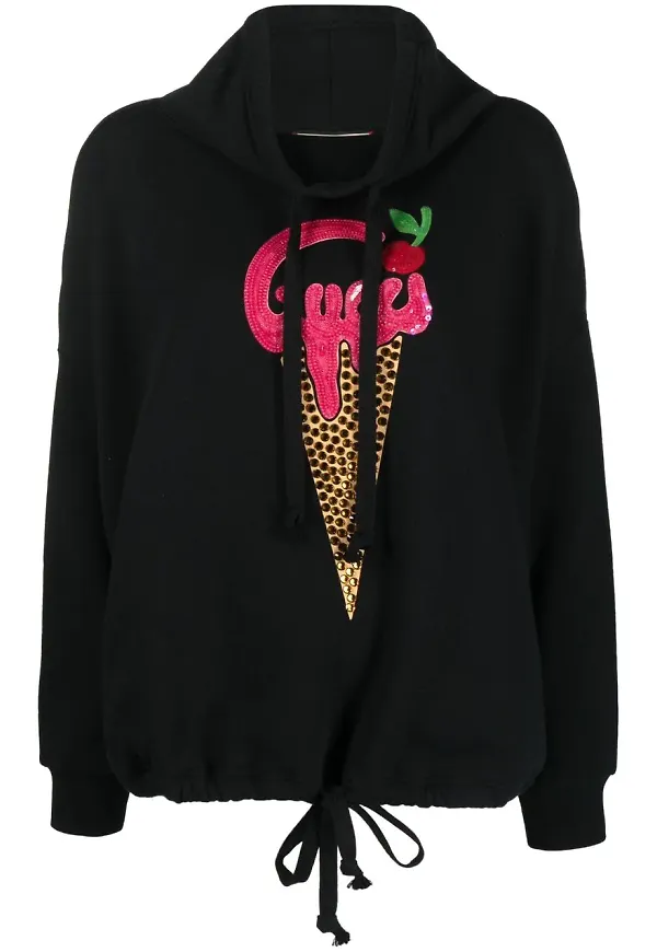 Gucci hoodie med glasstryck - Svart