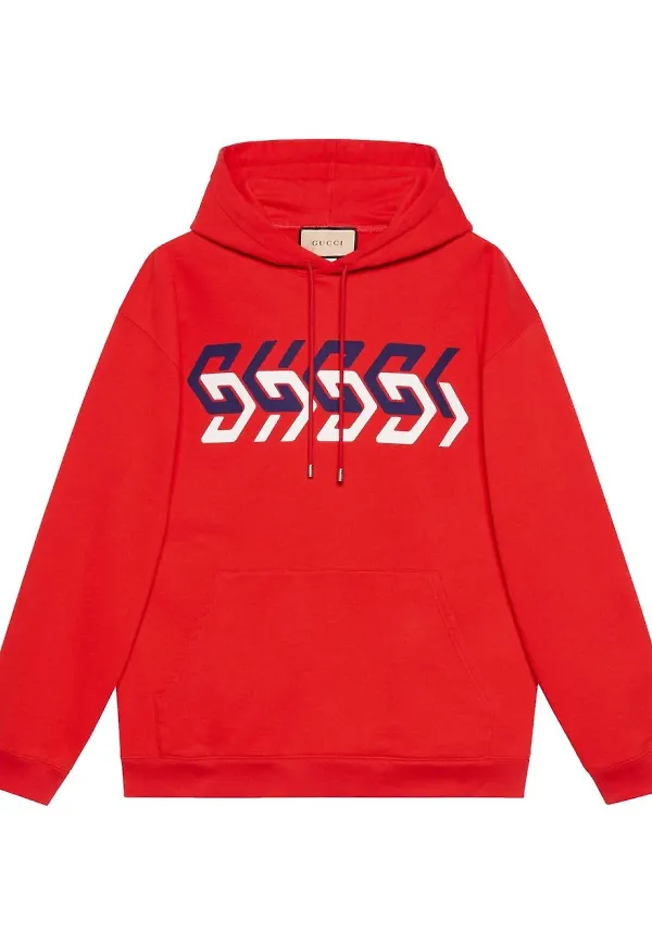 Gucci hoodie med spegeltryck - Röd