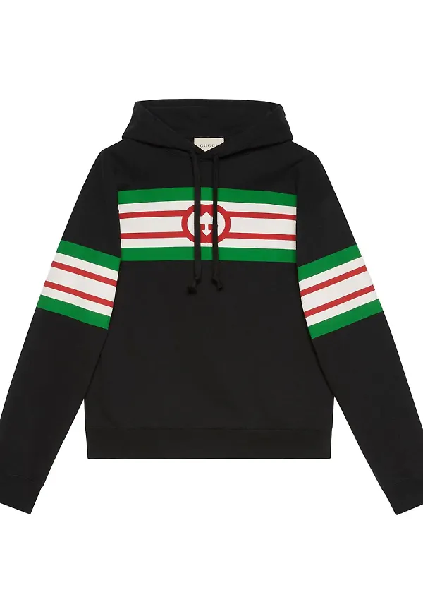Gucci hoodie med tryck - Svart