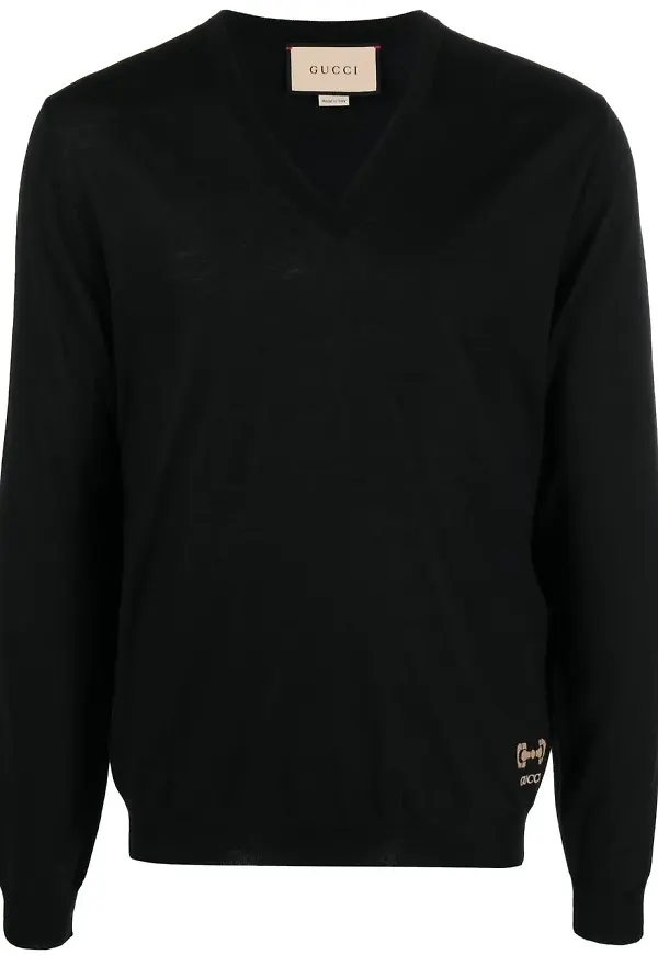 Gucci Horesbit v-ringad tröja - Svart