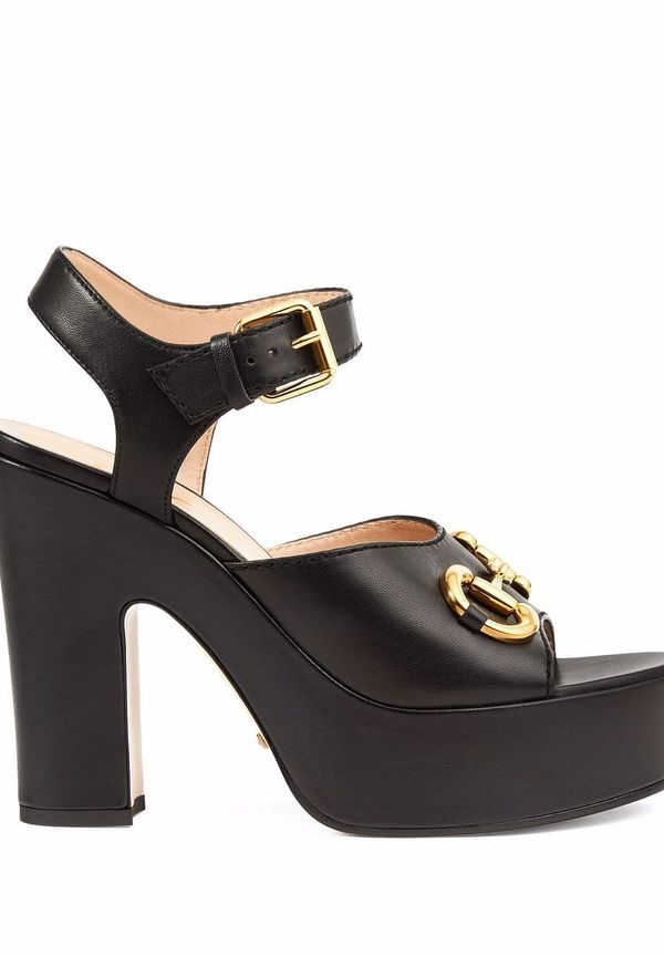 Gucci Horsebit platåsandaler - Svart