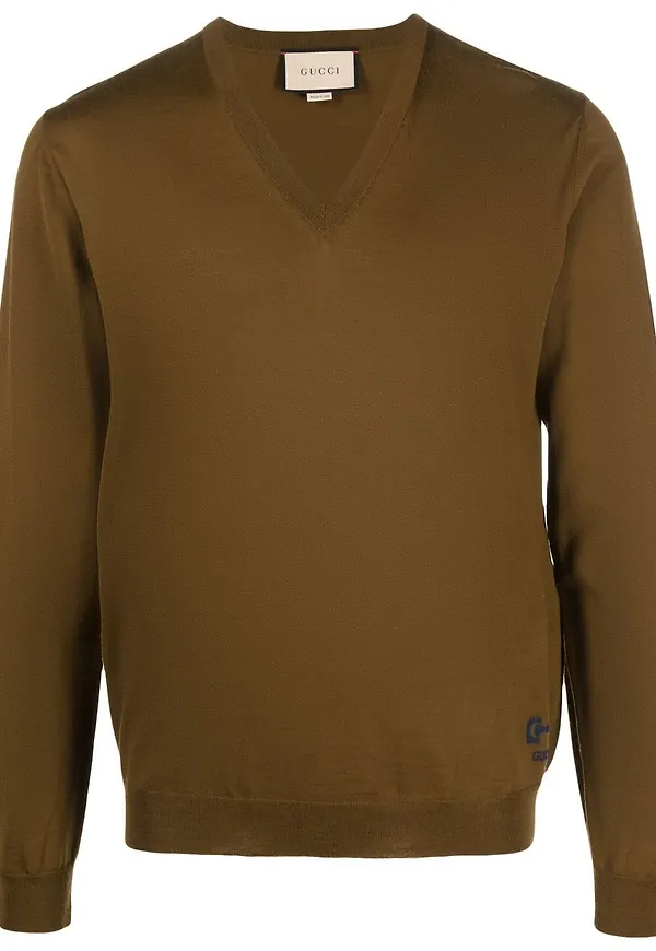Gucci Horsebit v-ringad tröja - Brun