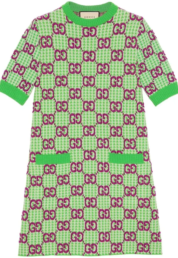 Gucci hundtandsmönstrad miniklänning - Grön