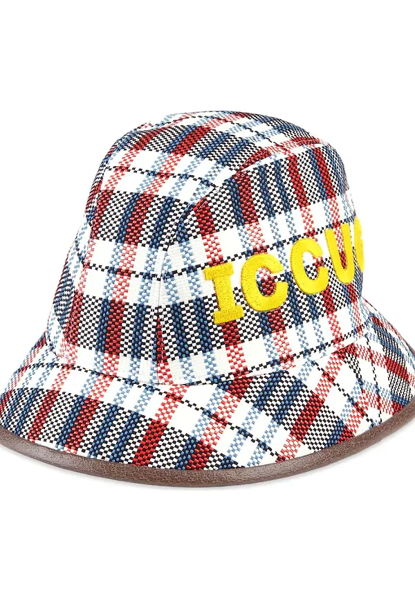 Gucci ICCUG rutig fedorahatt - Blå