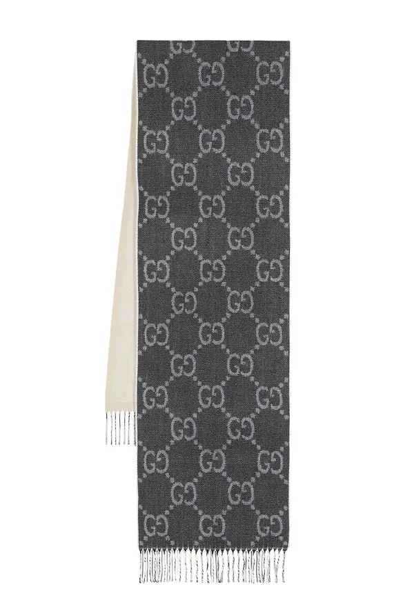Gucci intarsia-knit logo scarf - Svart