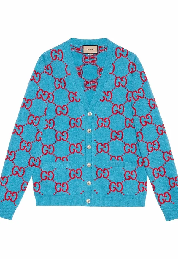 Gucci intarsiastickad kofta - Blå