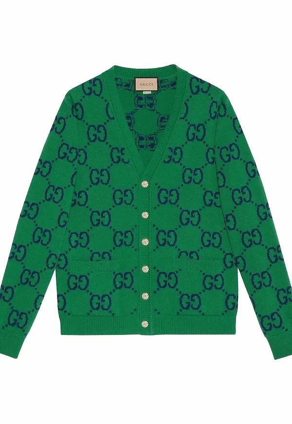 Gucci intarsiastickad kofta - Grön