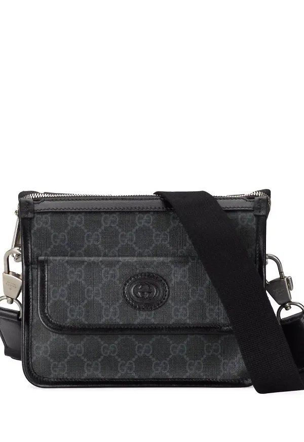 Gucci Interlocking G axelremsväska - Svart