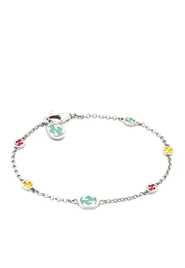 Gucci Interlocking G emaljarmband - Silverfärgad