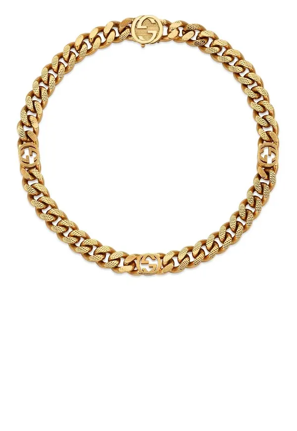 Gucci Interlocking G kedjehalsband - Guldfärgad