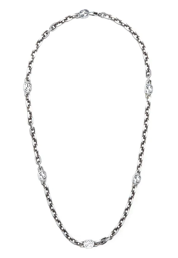 Gucci Interlocking G kedjehalsband - Silverfärgad