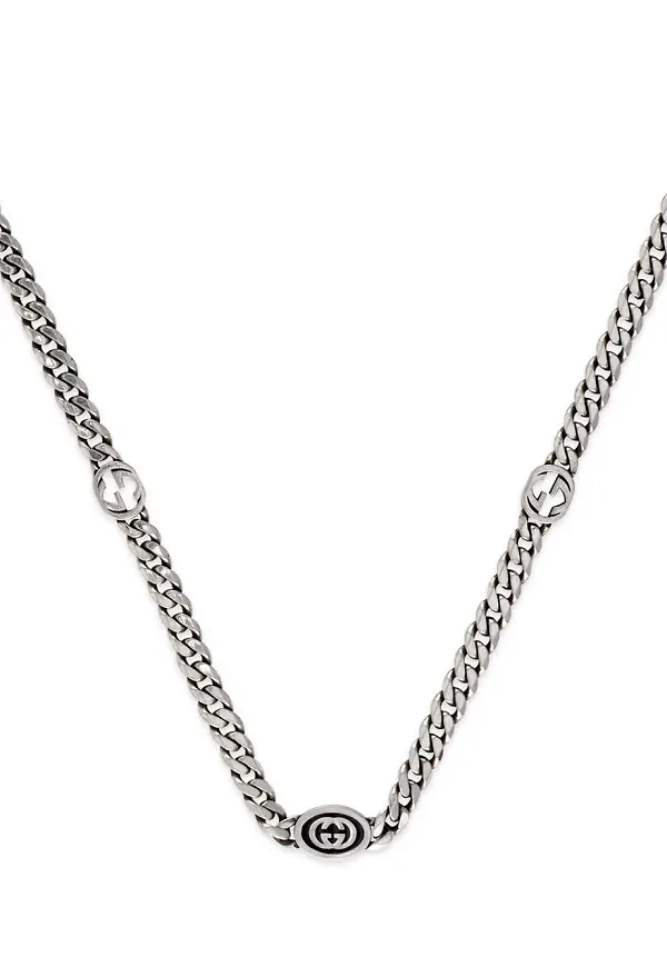 Gucci Interlocking G kedjehalsband - Silverfärgad