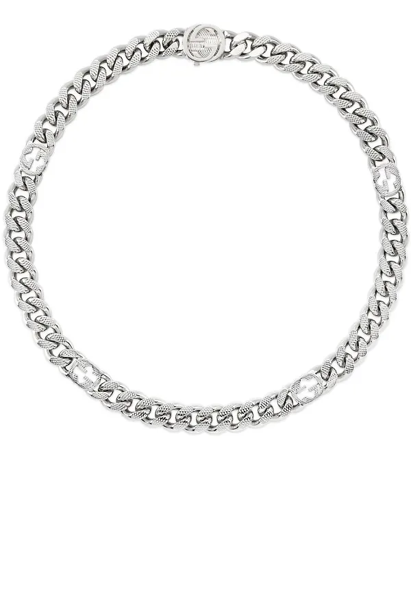 Gucci Interlocking G kedjehalsband - Silverfärgad