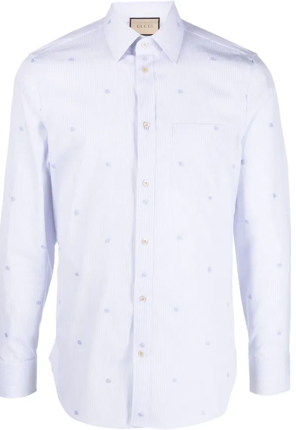 Gucci Interlocking G logo-embroidered shirt - Blå