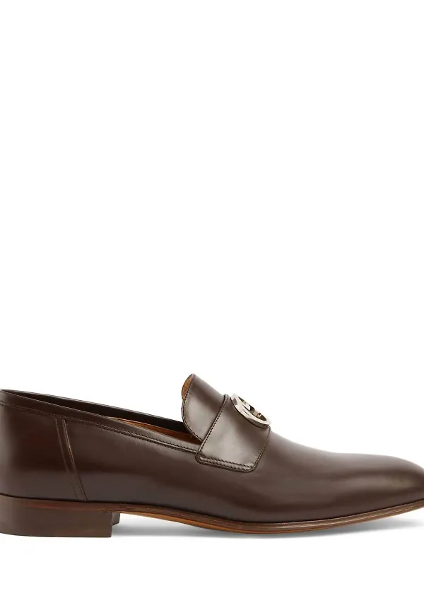 Gucci Interlocking G läderloafers - Brun