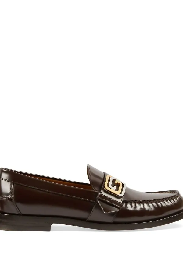 Gucci Interlocking G läderloafers - Brun