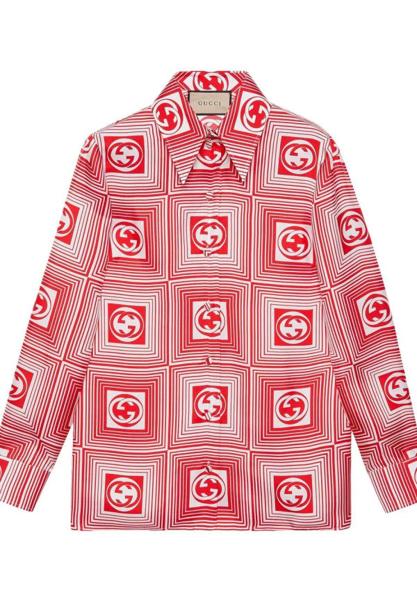 Gucci Interlocking G rutig skjorta - Röd