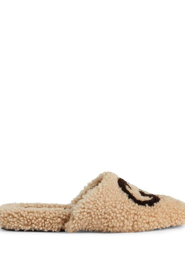 Gucci Interlocking G tofflor i fårskinn - Neutral