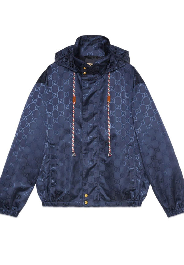 Gucci jacka med huva och monogram - Blå