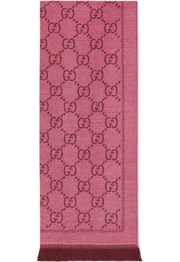 Gucci jacquardmönstrad stickad halsduk - Rosa