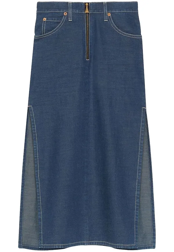 Gucci jeanskjol med sidoslits - Blå