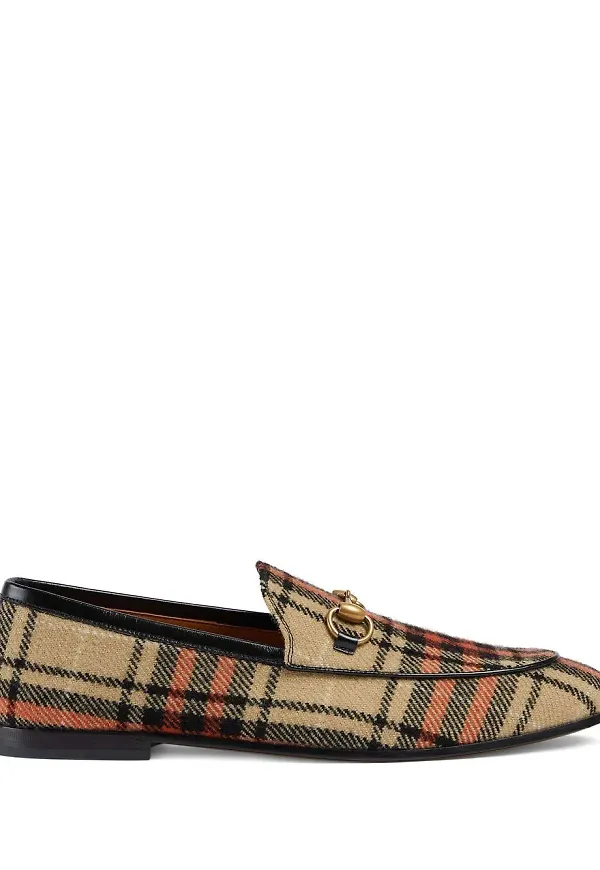 Gucci Jordaan skotskrutiga loafers - Brun